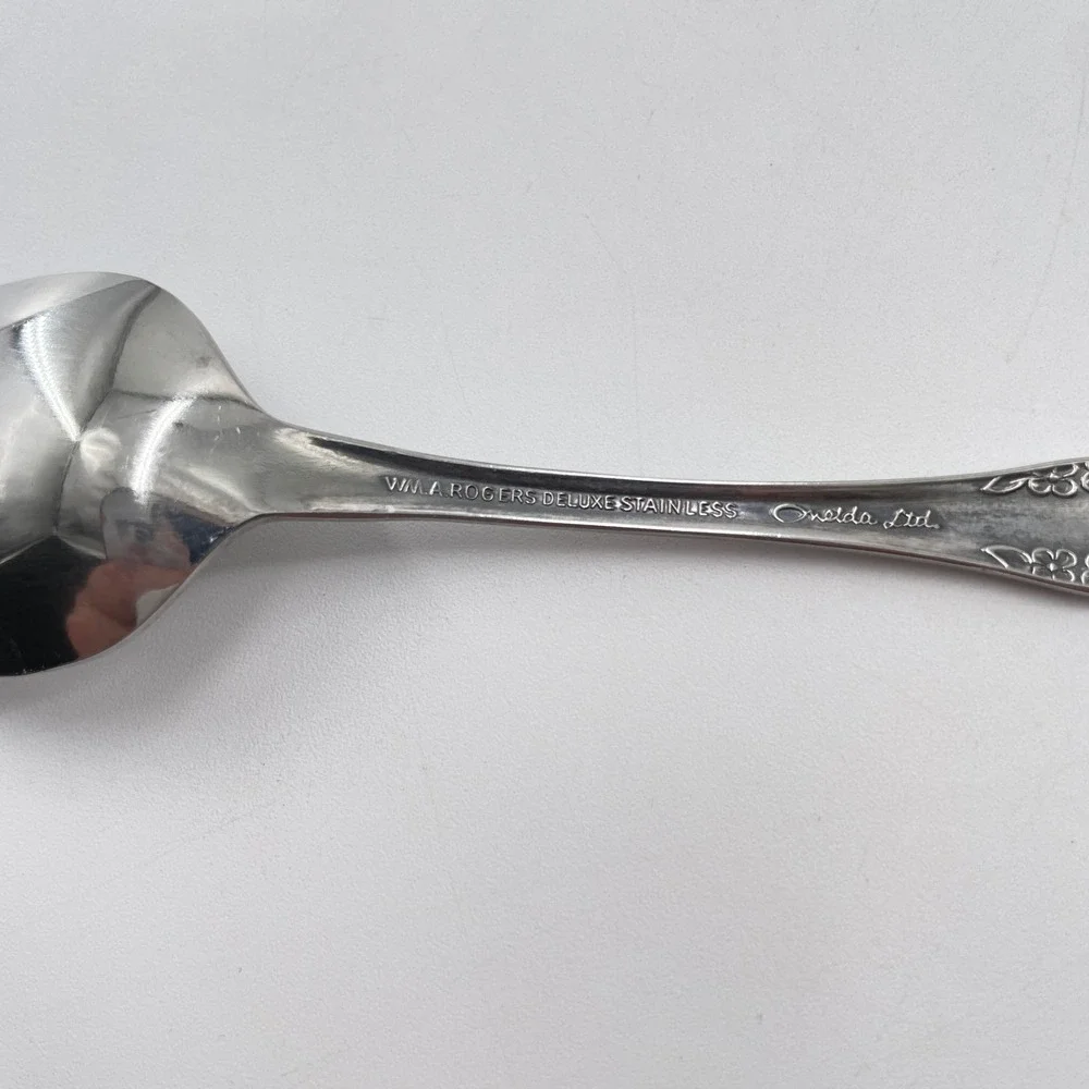 Wm A Rogers Oneida Mansfield Teaspoons Vintage Stainless Set of 4 Glossy (A)
